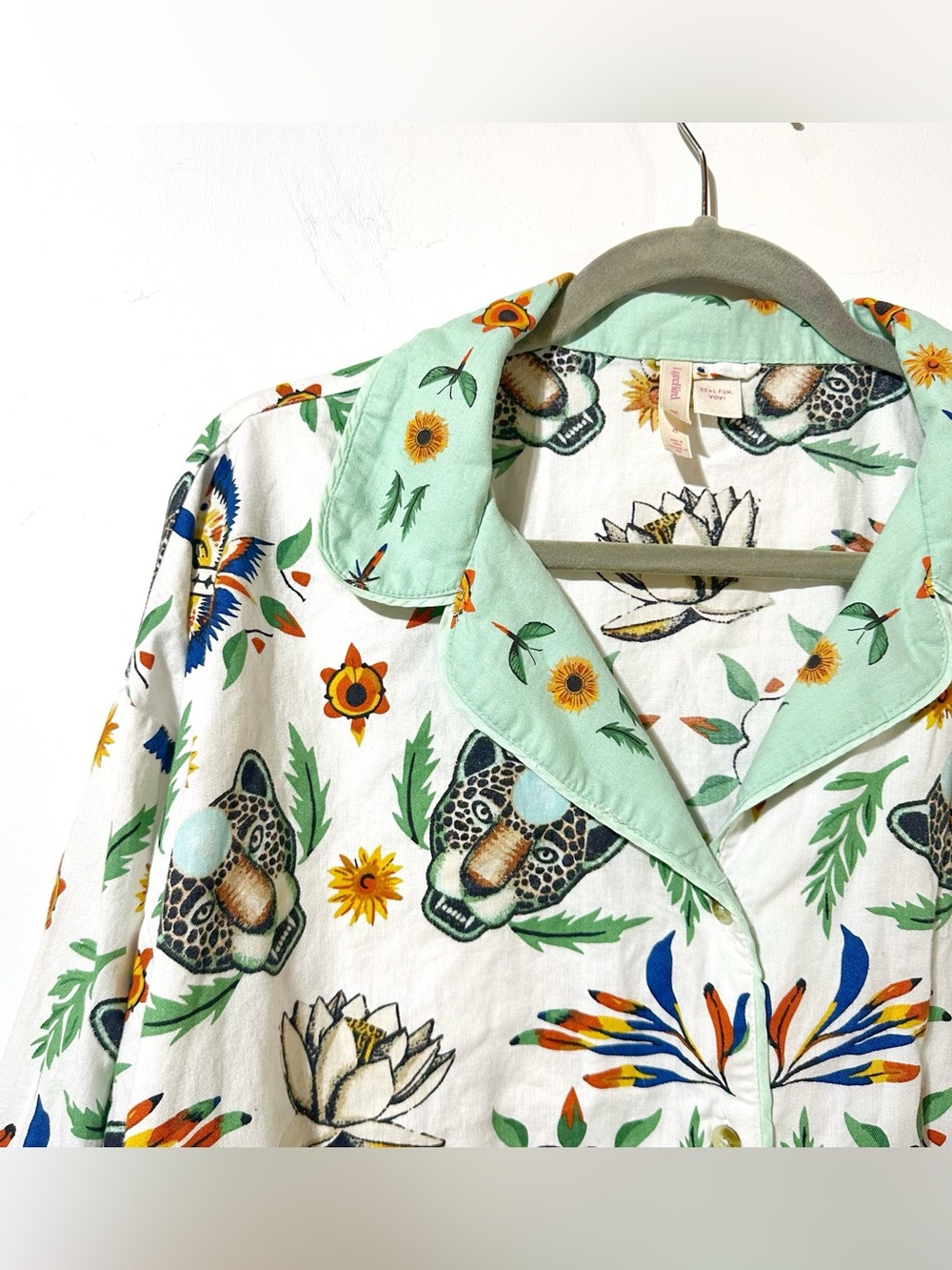 Anthropologie LyreBird Cloud Flannel Pajama Set Daren Magee Animal Cheetah SZ XL - Picture 7 of 16